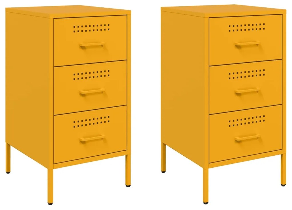 Comodini 2pz giallo senape 36x39x68cm acciaio laminato a freddo