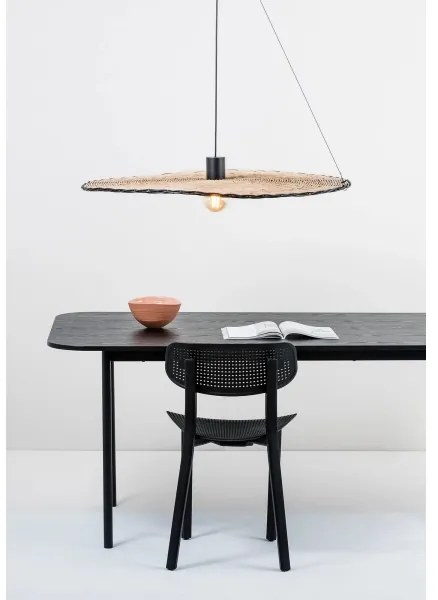 FARO 68590-70 - Lampadario su corda COSTAS 1xE27/15W/230V d. 100 cm nero/rattan