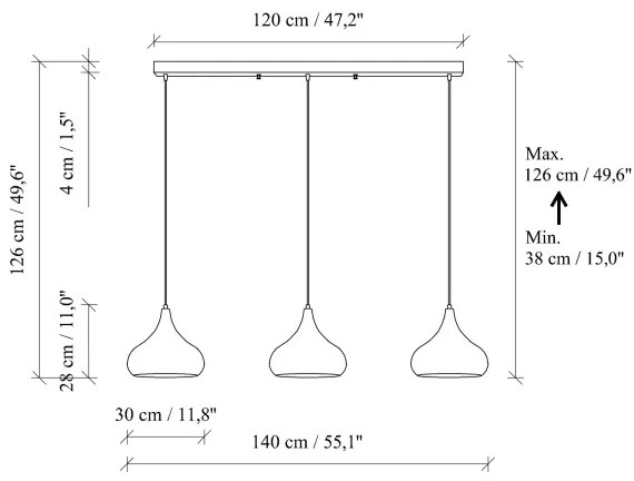 Lampada a sospensione con cavo MUBA 3xE27/40W/230V nero