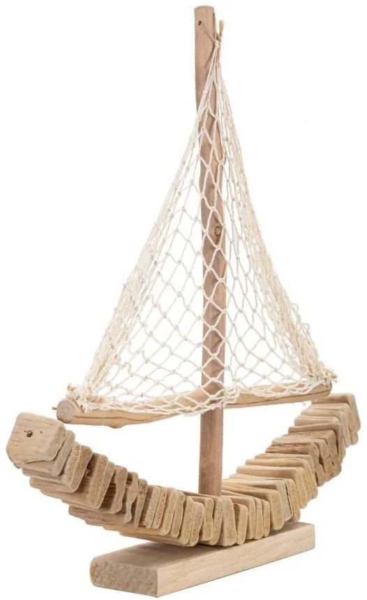 Scultura in Legno di Barca a Vela 45x7x45 cm