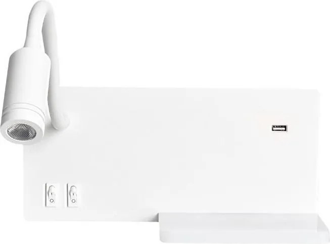 Applique LED SHELF LED/4W+LED/5W+LED/2W/230V + porta USB bianca