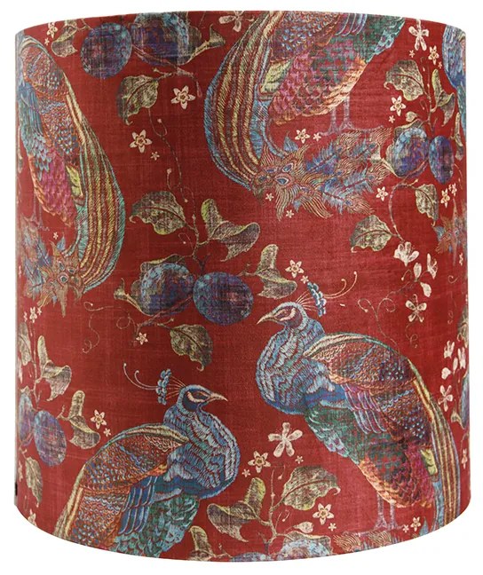 Paralume in velluto rosso con design pavone 40/40/40 interno oro