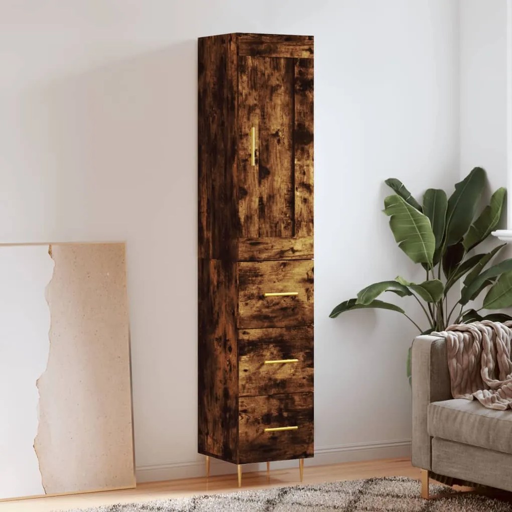 Credenza rovere fumo 34,5x34x180 cm in legno multistrato