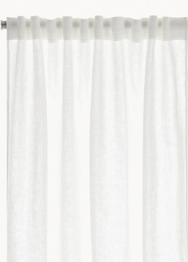 Set di 2 tende in lino semitrasparenti con multibanda Malva, larg. 135 cm