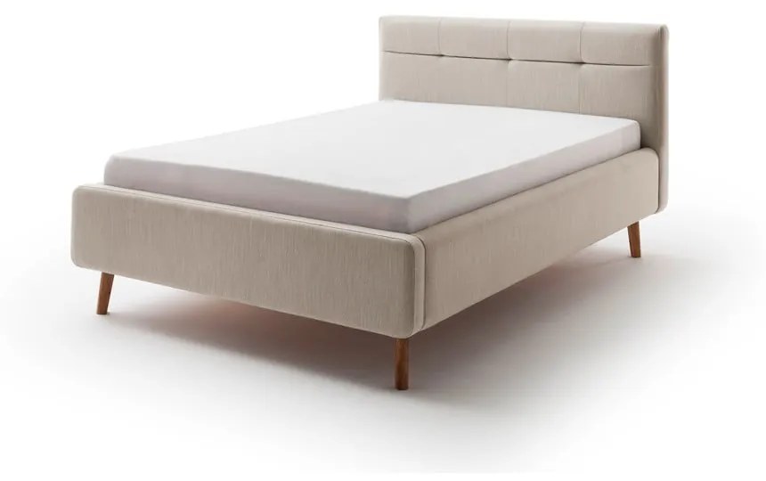 Letto matrimoniale imbottito beige con contenitore con griglia 140x200 cm Lotte - Meise Möbel