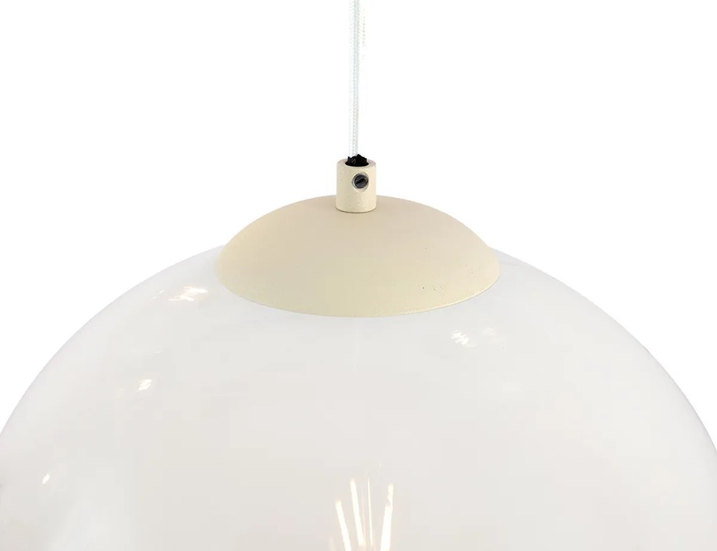 Lampada a sospensione Art Déco beige con vetro bianco 8 luci - Sandra