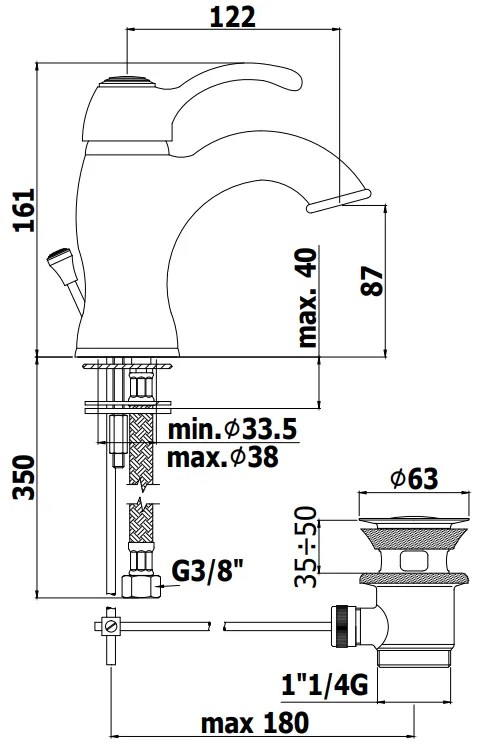 Paffoni Giorgia Gi075 Miscelatore Lavabo monocomando con scarico automatico 1”1/4G Cromo