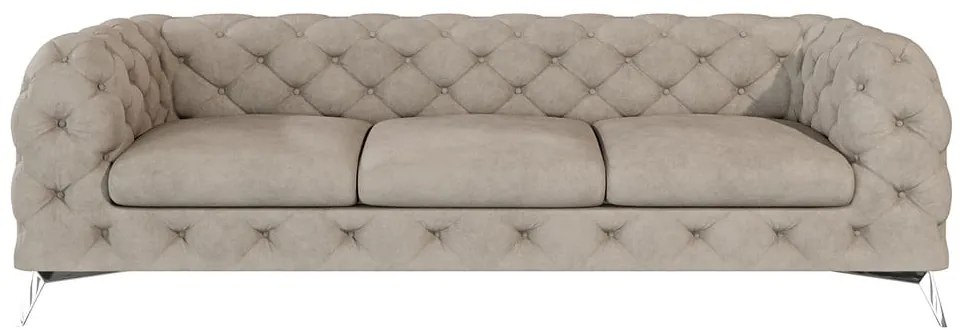 Divano greige con rivestimento in velluto 243 cm Chelsea – Ropez