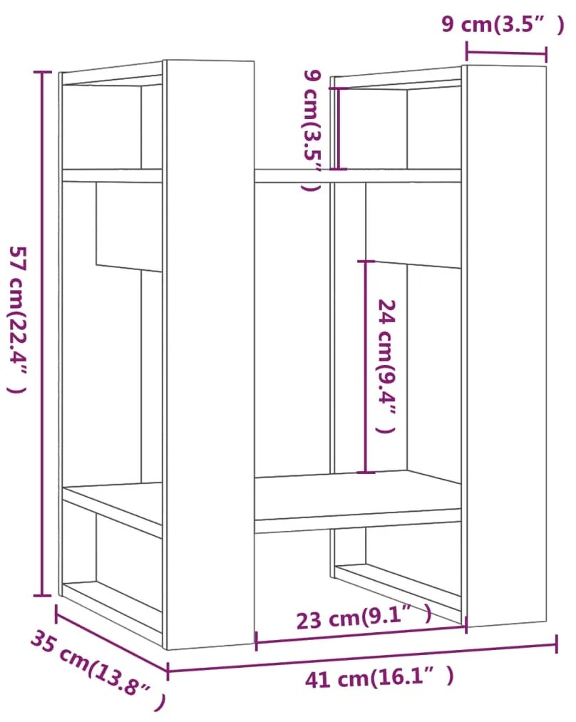 Libreria/Divisorio Grigio 41x35x57 cm in Legno Massello di Pino