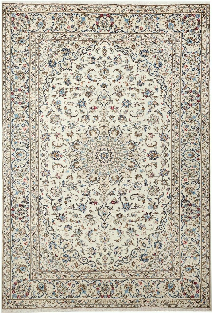 Kashan Tappeto 200x290 Beige (Iran) Annodato A Mano