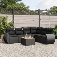 Set Divani da Giardino con Cuscini 7pz Nero Polyrattancod mxl 93348