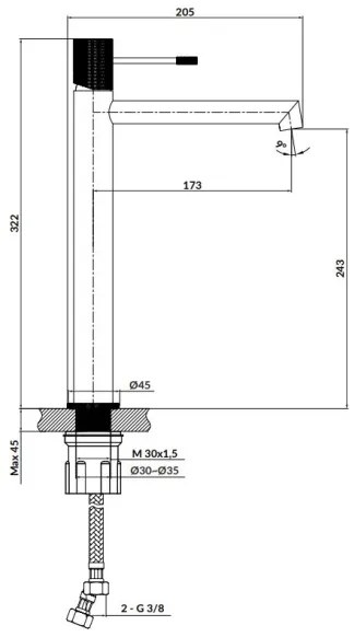 Cersanit S951-592 - Rubinetto del lavandino ZEN 32,2 cm cromo lucido