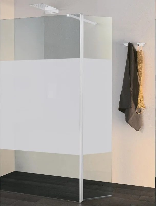 Deflettore walk-in Wens L 30 X H 200cm, vetro serigrafato 6 mm, profilo bianco opaco