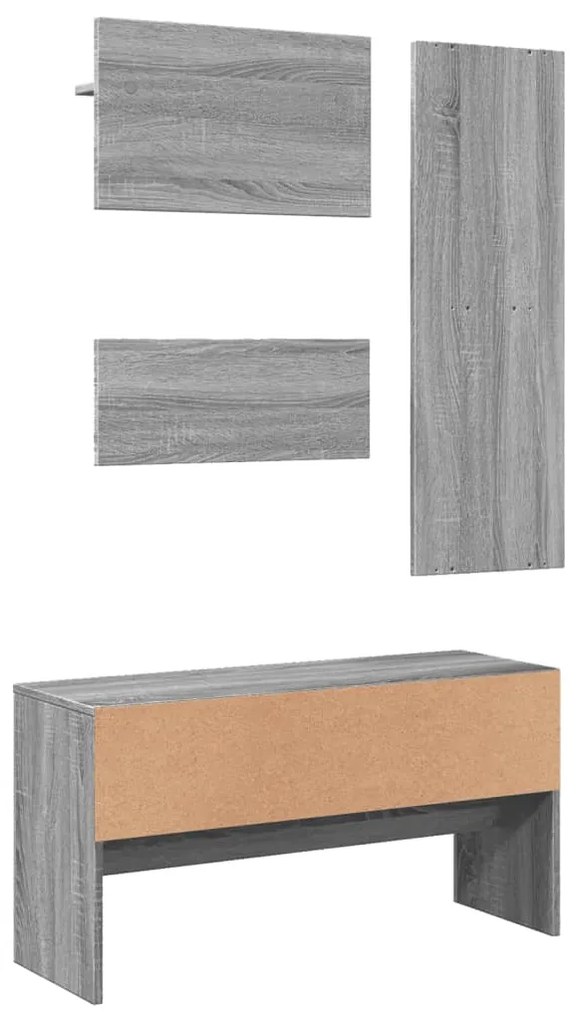 Set di mobili da ingresso 4 pz grigio sonoma legno multistrato