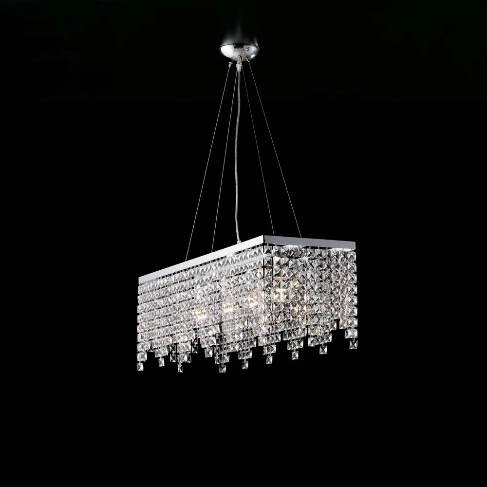 Lampadario Classico Penelope Metallo Cromo Cristallo 4 Luci E27