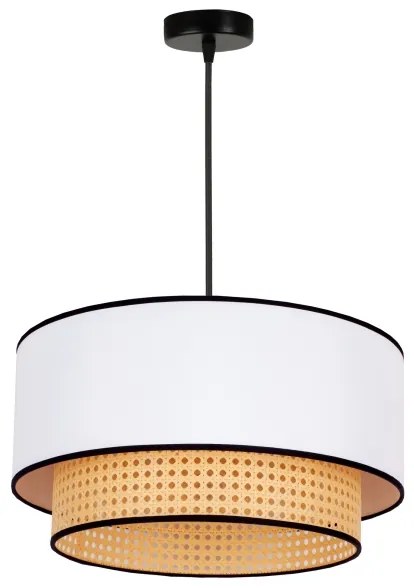 Duolla - Lampadario a sospensione con filo BOHO 1xE27/15W/230V diametro 45 cm bianco/rattan