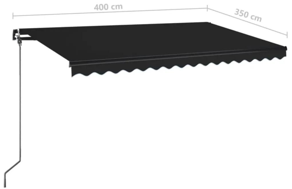 Tenda da Sole Retrattile Manuale con LED 400x350 cm Antracite