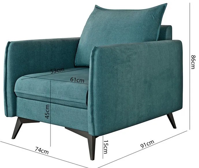 Poltrona in colore petrolio Juli Bis - Ropez