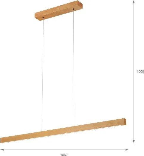 Lampadario LED a cavo VERDE LED/18W/230V 3000K 106 cm rovere