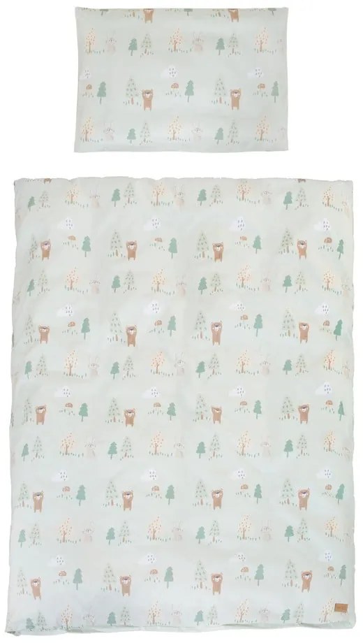 Set copripiumino e federa da bambini verde chiaro in cotone per culla 100x135 cm Woodland Buddies – Roba