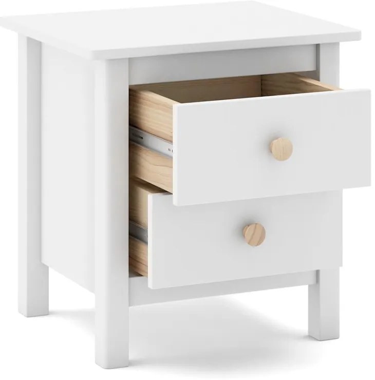 Comodino bianco per bambini in legno di pino Max - Marckeric