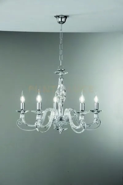 Lampadario 1306 5 luci trasparente e cromo attacco e14 d.76cm