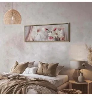 Quadro Magnolia Reflection (1 Part) Narrow In cornice di legno naturale 135x45