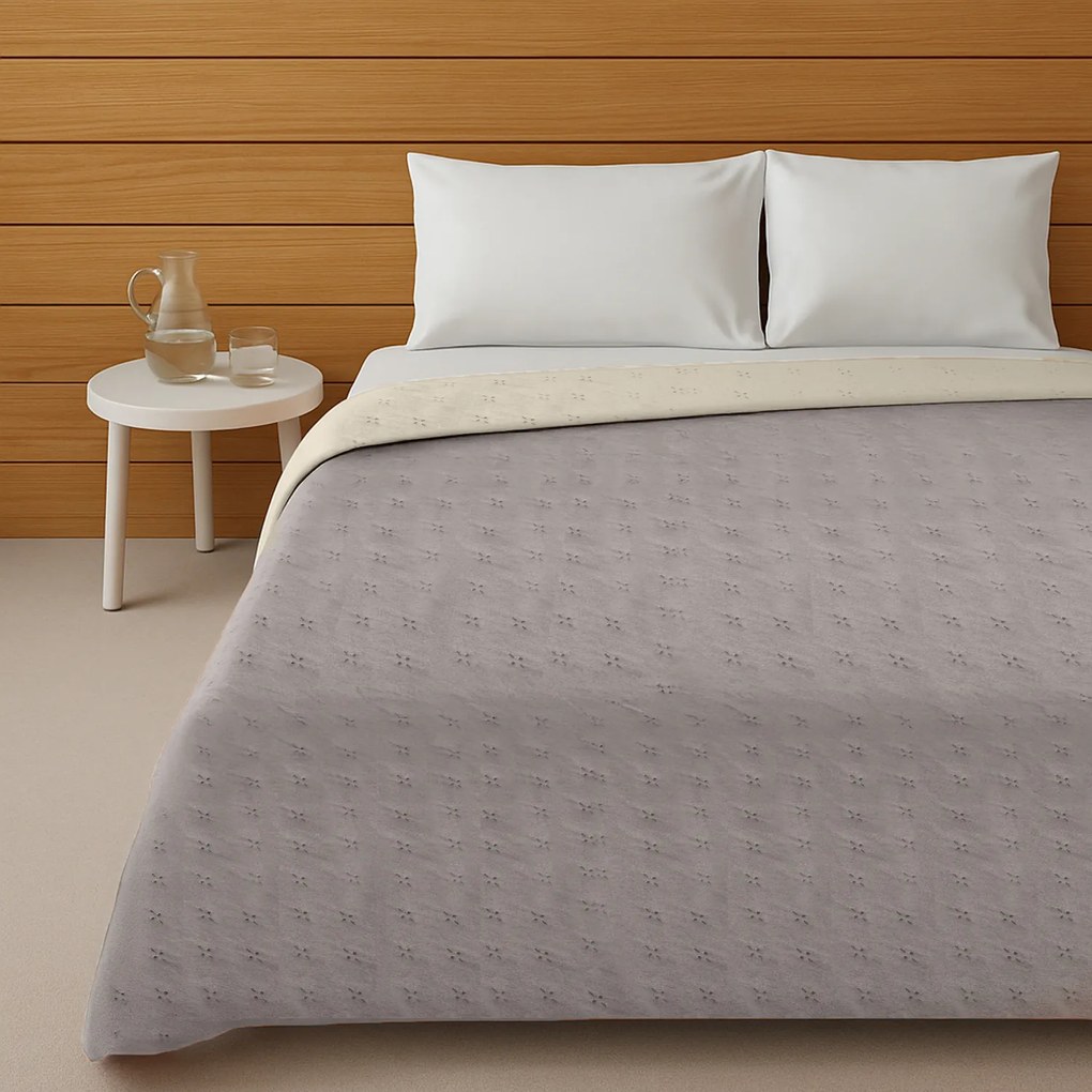 Trapuntino matrimoniale double face beige grigio