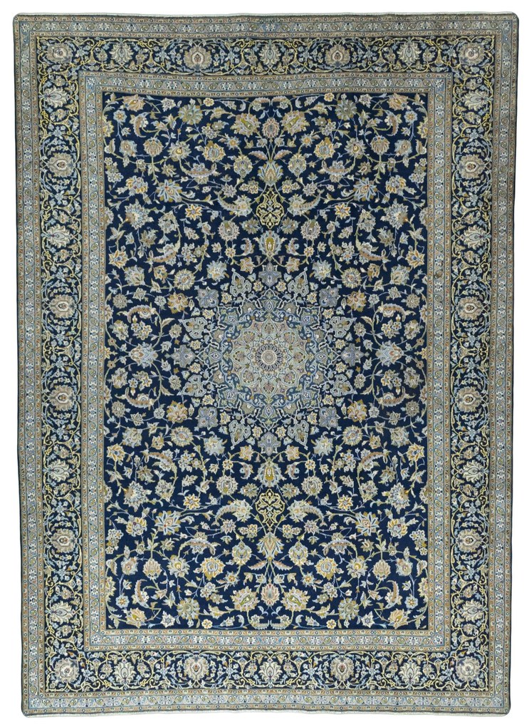 Kashan Tappeto 300 x 420 Blu (Iran) Annodato A Mano