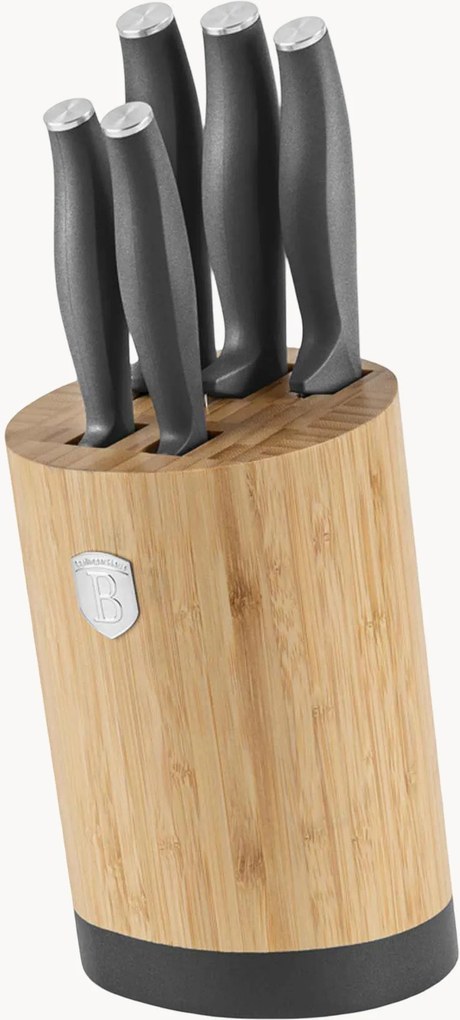 Set di coltelli da cucina in acciaio inossidabile con supporto Anthracite, set da 6