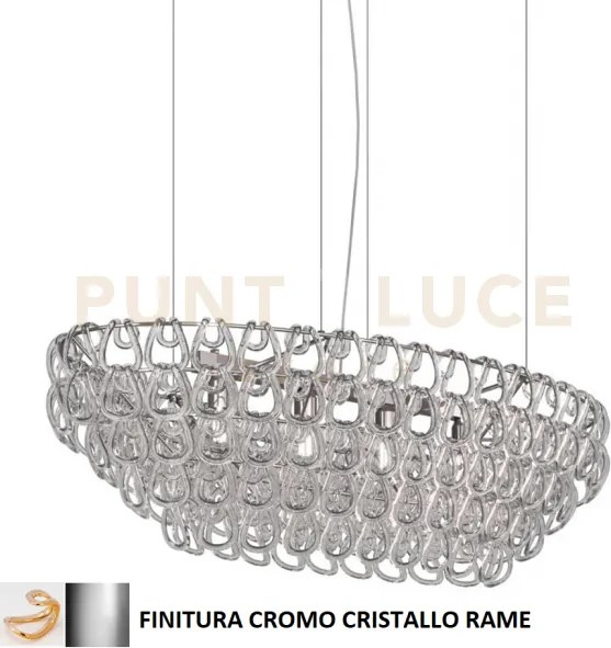 Giogali sospensione ov1 cristallo rame e cromo lucido 4 luci attacc...