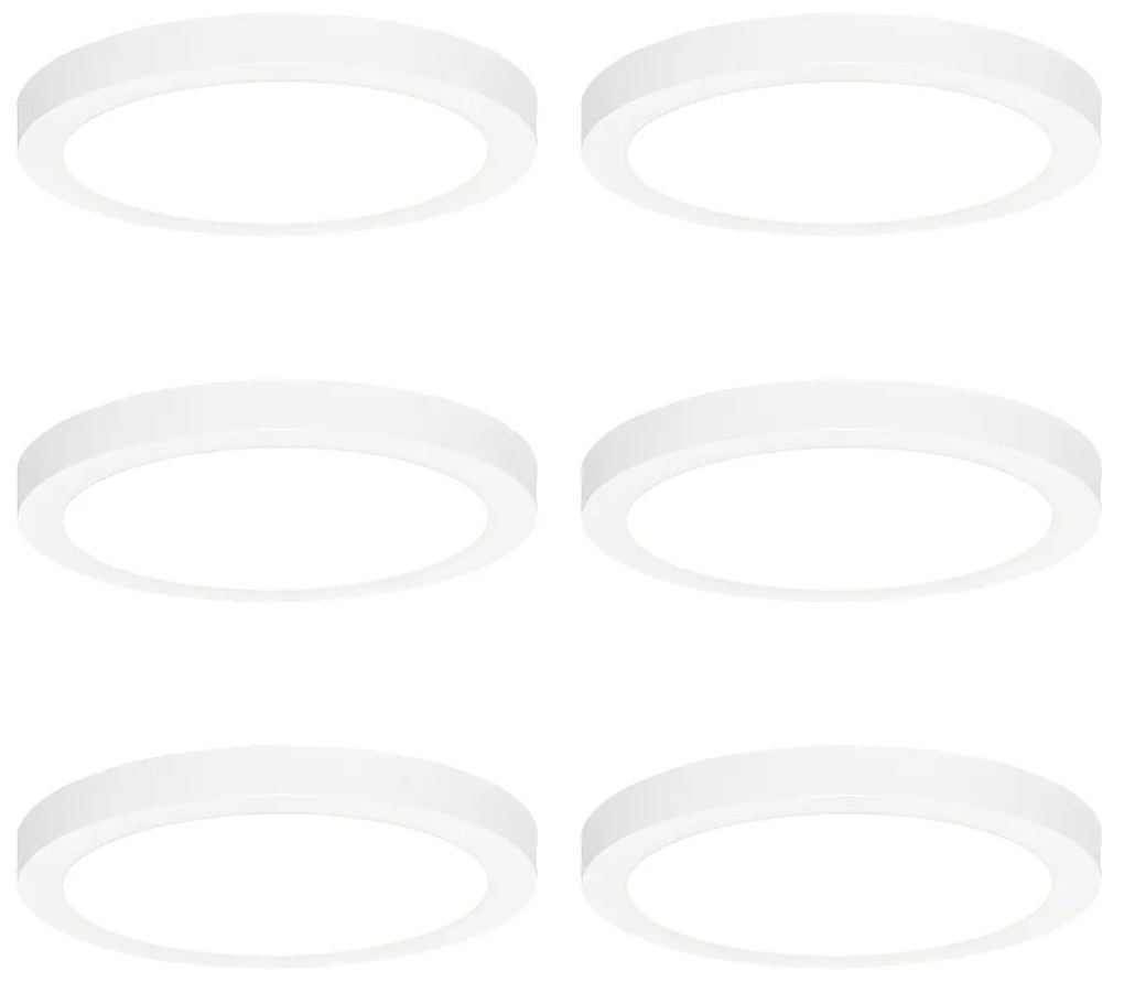 Set di 6 faretti da superficie o da incasso bianchi 22 cm con LED dimmerabile a 3 livelli per luce calda - Trans
