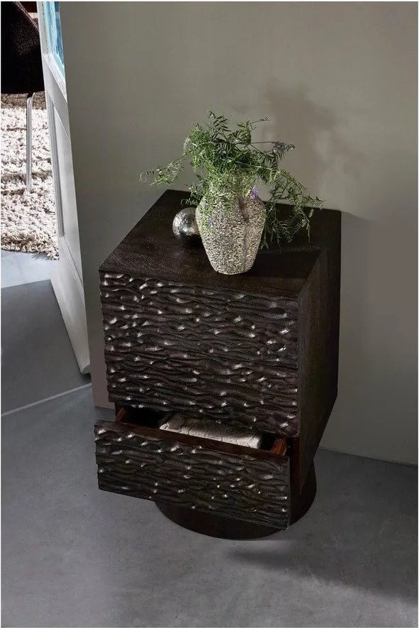 Comodino marrone scuro in mango massiccio Crumble – WOOOD