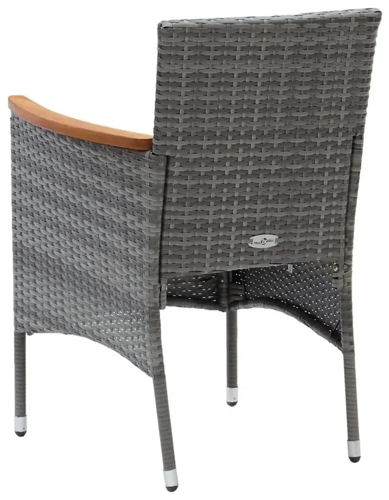 Set da Pranzo per Giardino 7 pz con Cuscini Polyrattan Grigio