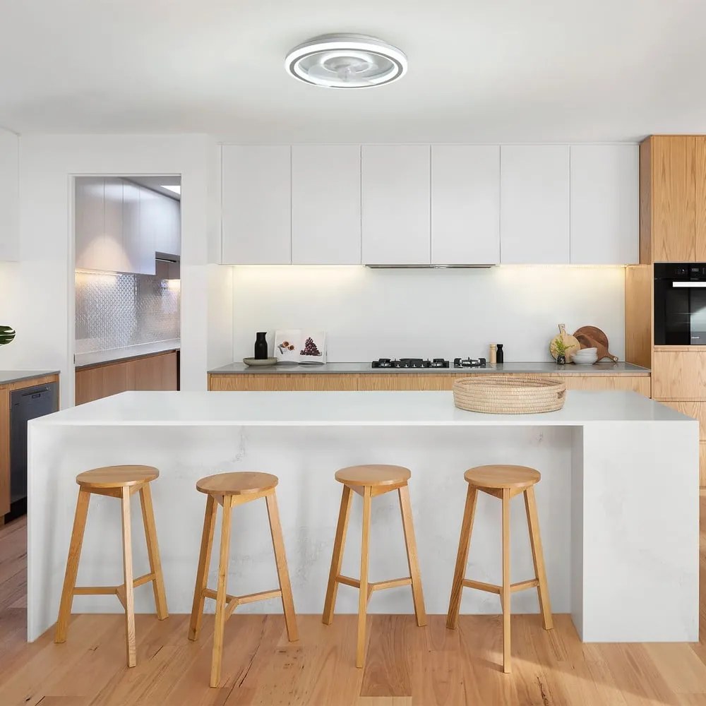 Plafoniera a LED bianca con telecomando e ventilatore Alan - SULION