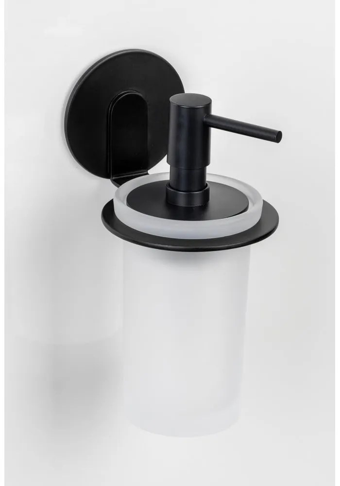 Dispenser di sapone in vetro nero opaco autoportante 150 ml Bivio - Wenko