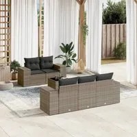 Set Divano da Giardino 6 pz con Cuscini Grigio in Polyrattancod mxl 112368