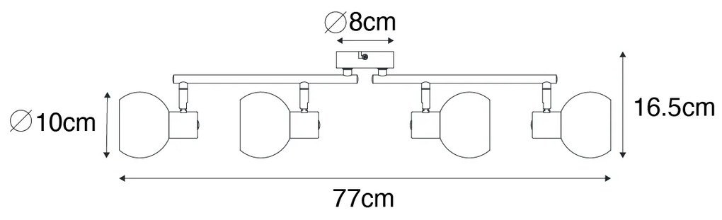 Faretto Art Déco oro con vetro rosa 4 luci - VIDRO