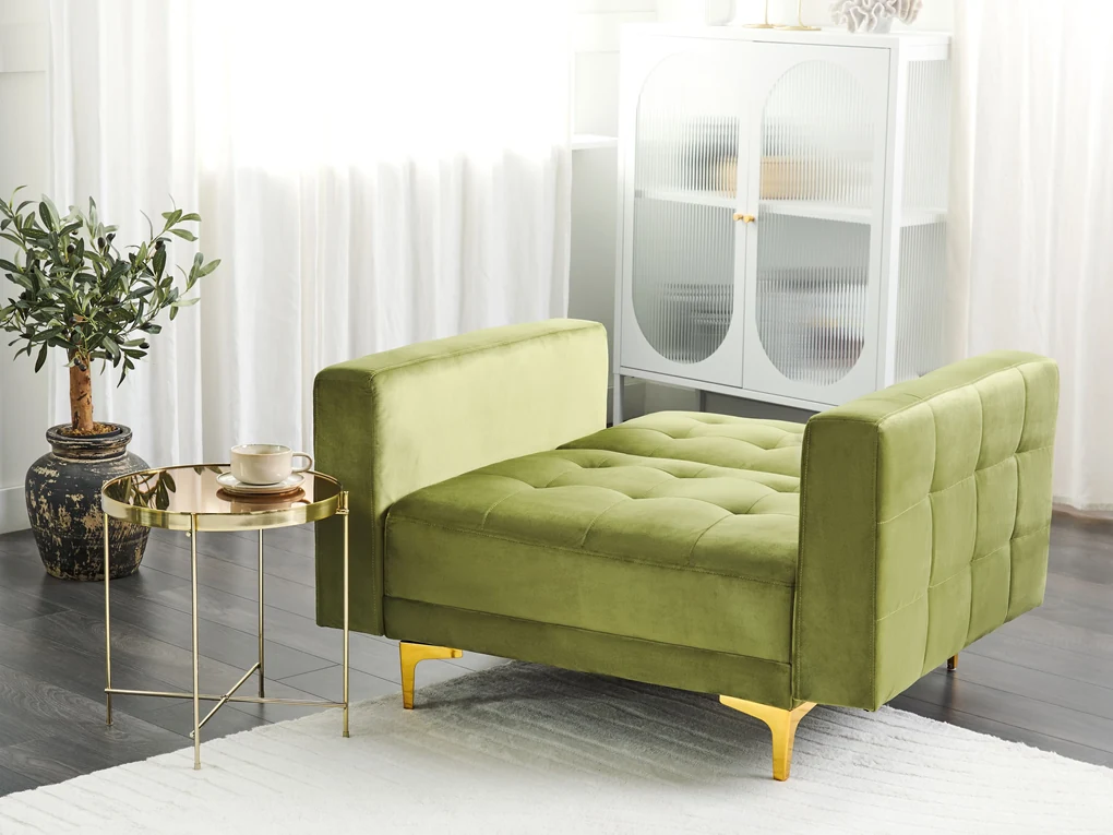 Divano letto singolo velluto verde oliva SETTEN 