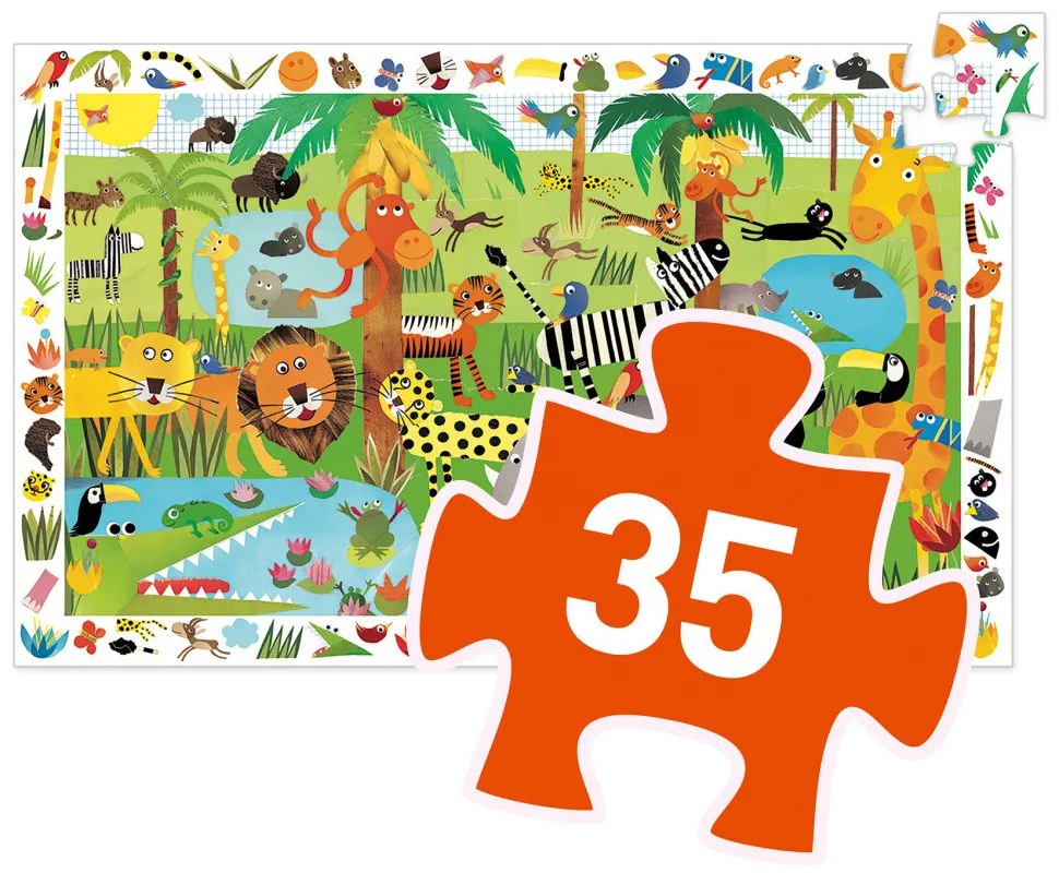 Un puzzle e un gioco di osservazione - giungla - 35 pezzi