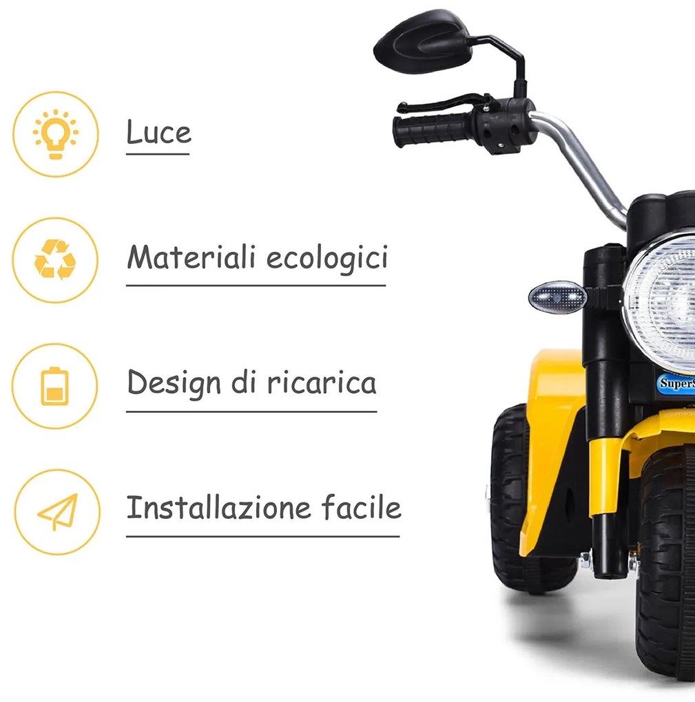 Costway Moto elettrica multifunzione per bambini da 36-95 mesi con led, 72x57x56cm Giallo