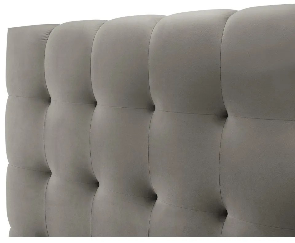 Letto matrimoniale imbottito grigio chiaro con contenitore con griglia 200x200 cm Bali - Cosmopolitan Design