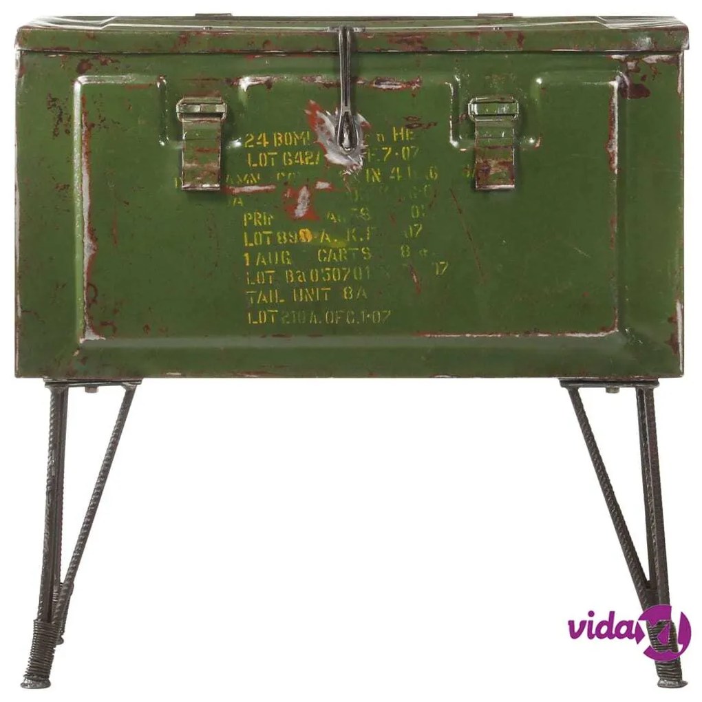 vidaXL Baule Portaoggetti Stile Militare 68x24x66 cm Ferro
