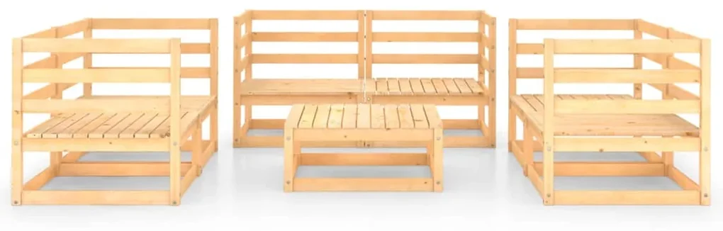 Set divani da giardino 7 pz in legno massello di pino