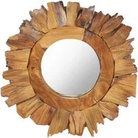 Specchio da Parete 40 cm in Legno di Teak Rotondo 288803