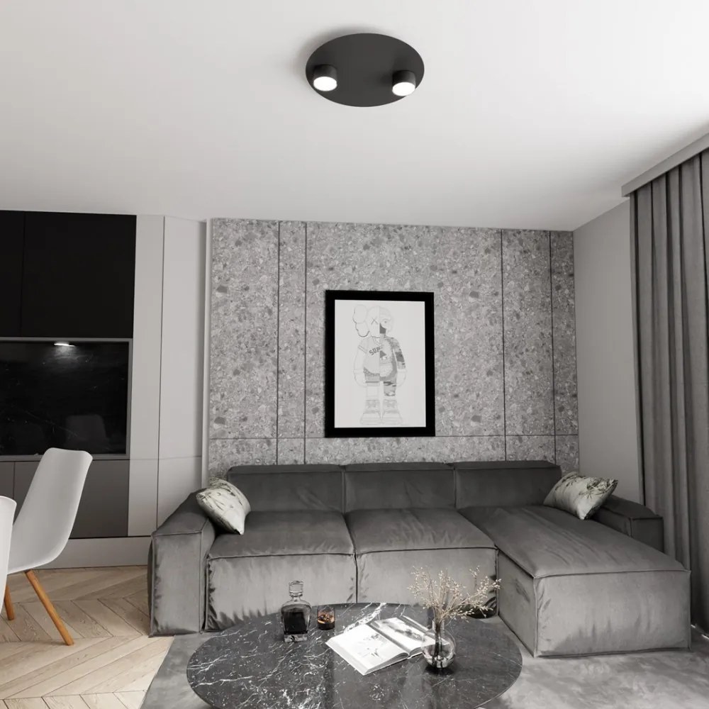 Lampada da soffitto in acciaio BOLX 2 nera 2xGX53 Colore del corpo Nero