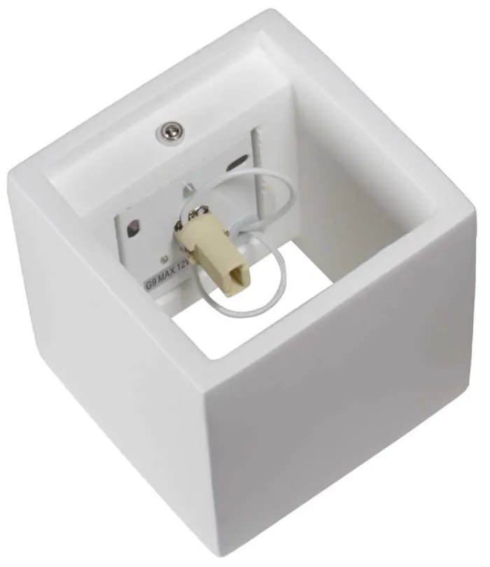 Applique da Parete a forma di Cubo in Gesso Pitturabile, G9 Materiale Gesso