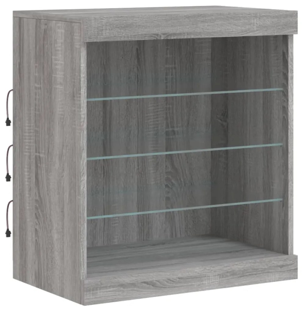 Credenza con luci led grigio sonoma 60,5x37x67 cm