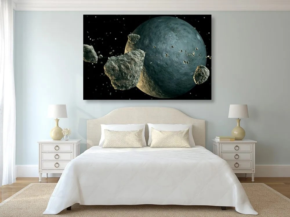 Quadro su tela – Meteoriti intorno al pianeta