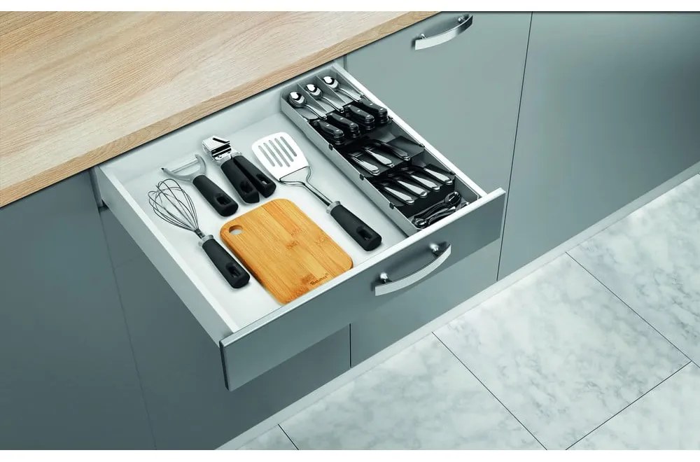 Credenza in plastica grigia per cassetto 15 x 49 cm - Metaltex